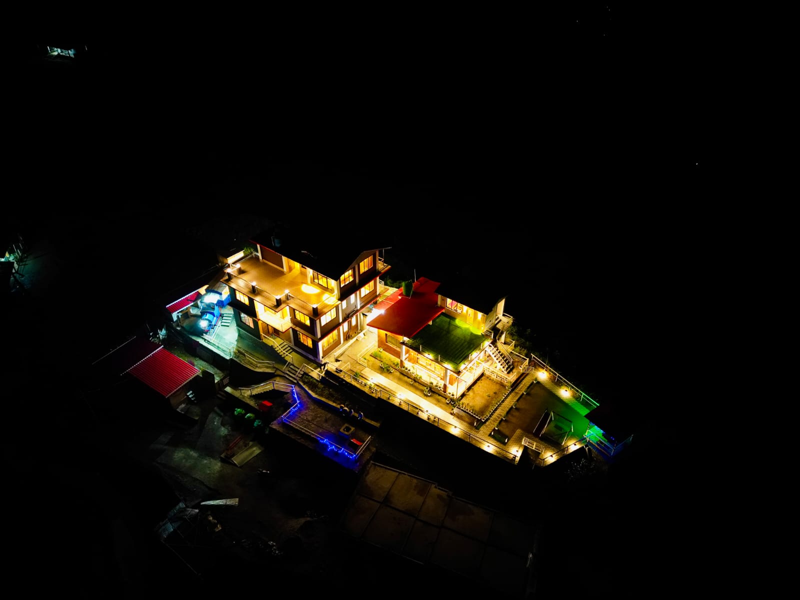 Drone view of property