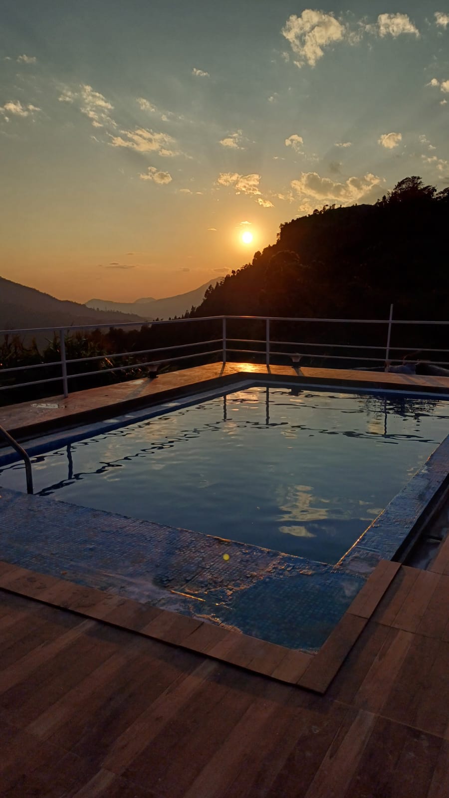 Pool with sunset